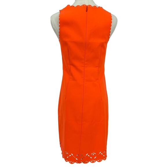 J.Crew Factory Petite Neon Orange Sheath Dress Laser Cut Size 0P NWT - Picture 3 of 8